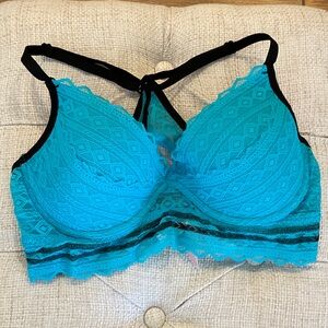 Victoria's Secret Teal and Black Lace Bralette